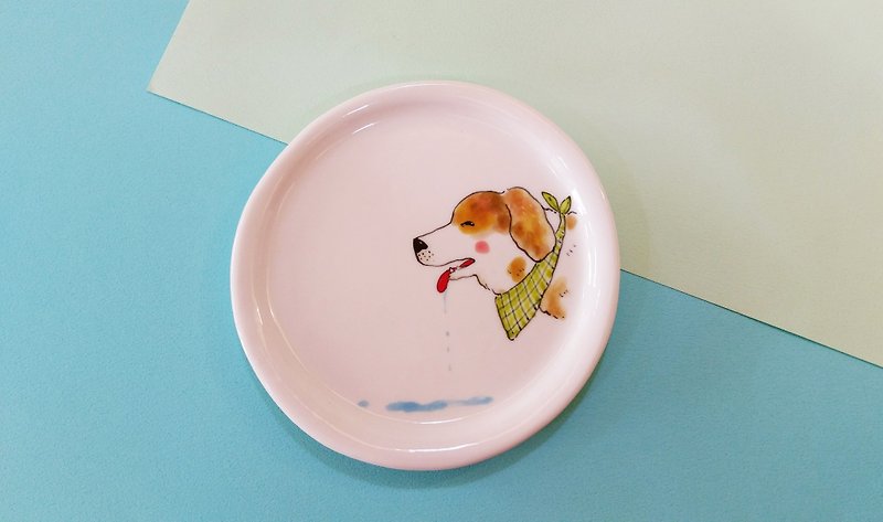 選択釉裏絵画花犬皿の手Nietaoモデリングの誕生日プレゼント - 小皿 - 磁器 多色