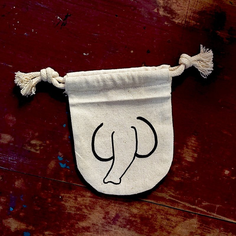 Elephant Baby Bag Drawstring Pocket Coin Purse - Coin Purses - Cotton & Hemp White