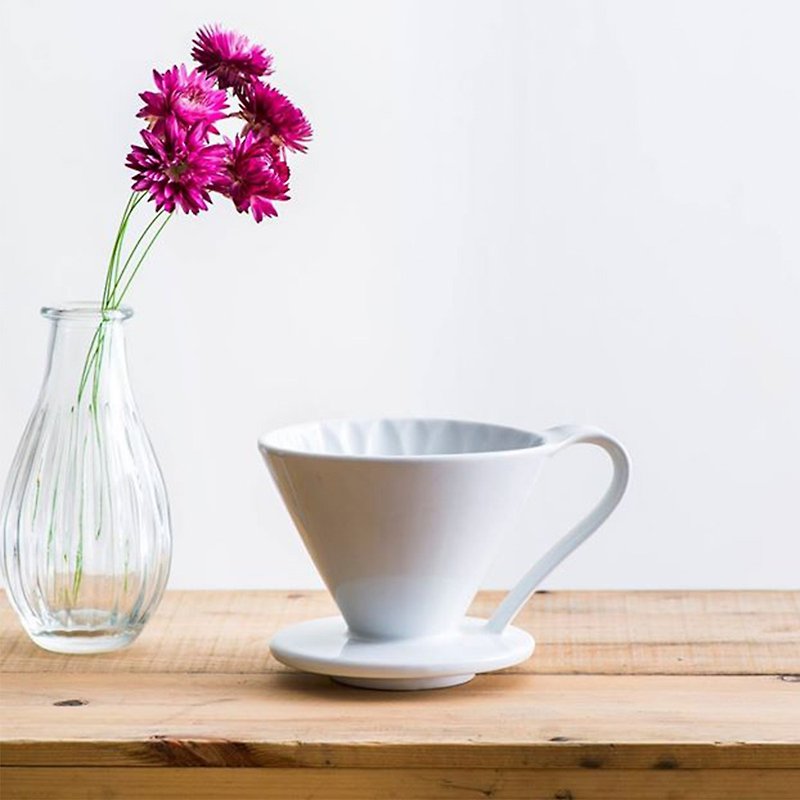 【熱銷補貨】日本CAFEC 花瓣型陶瓷濾杯-白色 / 共2款 - 咖啡壺/咖啡周邊 - 瓷 白色