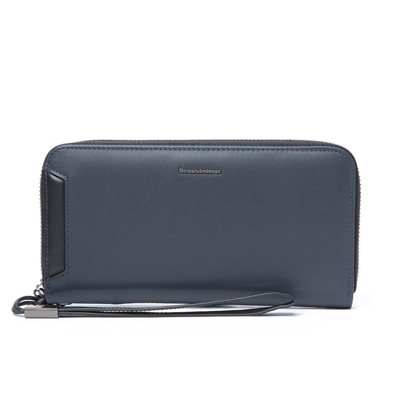 【金安德森】完美紳士 拉鍊長夾-深藍色 - 錢包/皮夾/長短夾 - 真皮 藍色