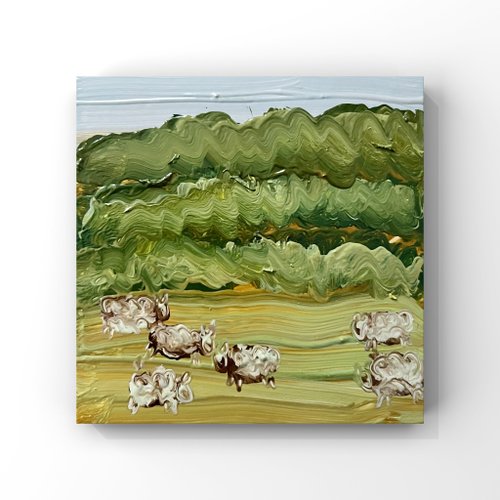 ウクライナの絵画 ウクライナのカルパティア山脈の風景油絵オリジナル