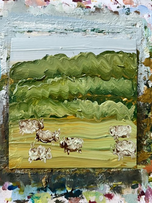 油絵　カルパティア山脈 支援のため、この絵を販売する。 ウクライナの絵画 ウクライナのカルパティア山脈の風景油絵オリジナル