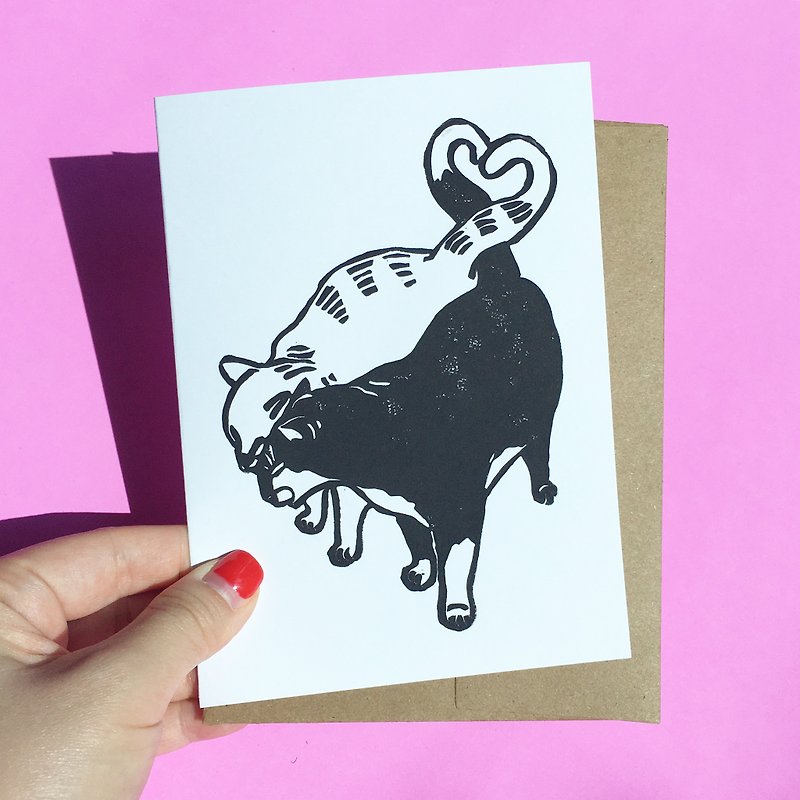 Hand-printed greeting card Headbutt - Cards & Postcards - Paper 