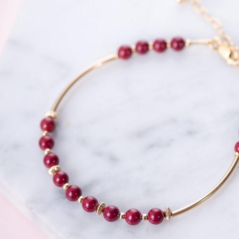 Cinnabar, 14K Gold Filled Findings Bracelet - Bracelets - Gemstone Red