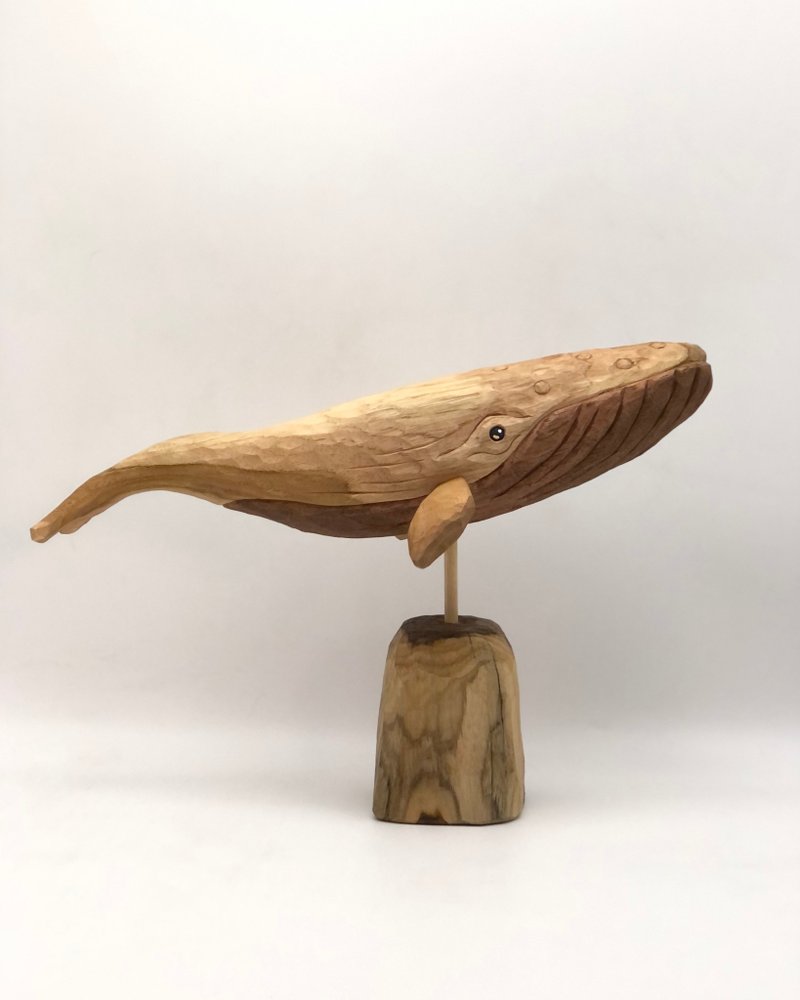 Minimal teak wood whale - 擺飾/家飾品 - 木頭 