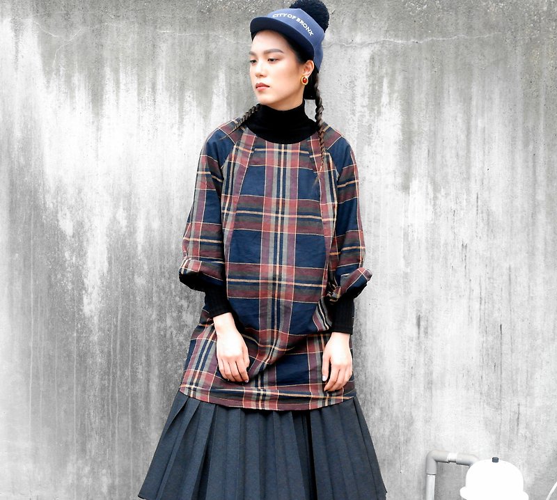 Checkered cotton and linen dress - ชุดเดรส - ผ้าฝ้าย/ผ้าลินิน 