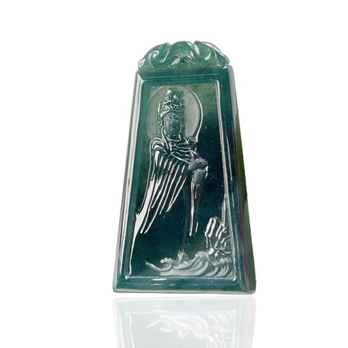 瓔珞珠寶盒 E.L.Jewelry Box 【天上聖母】冰種藍綠翡翠媽祖娘娘項鍊 | 天然A貨翡翠 | 送禮