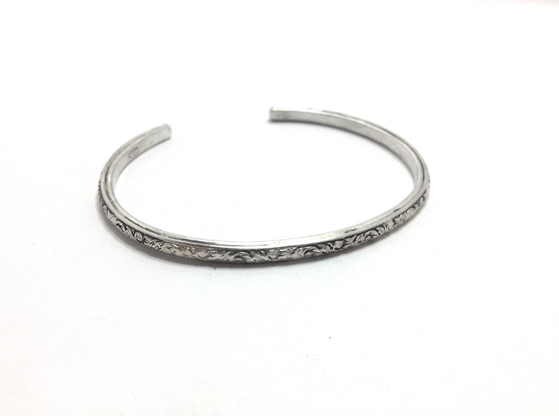 其他金屬 手鍊/手鐲 灰色 - 優鐸希亞之二・純銀復古手環(加厚版) | Eudoxia(雪地銀)