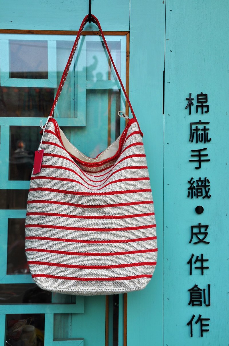 The city's intermittent number - Cotton twine hand-crocheted shoulder bag - Messenger Bags & Sling Bags - Cotton & Hemp 