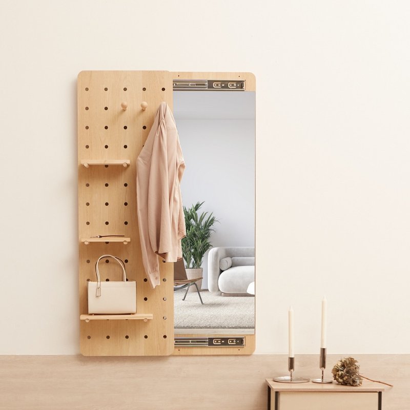 MIT Japanese hole-panel full-length mirror (wall-mounted) - เฟอร์นิเจอร์อื่น ๆ - ไม้ สีกากี