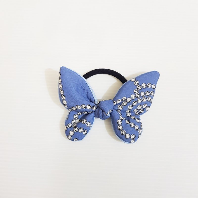 【戀鏈-淺藍】 限量 光澤感!!! 蝴蝶結 造型髮圈 - 髮夾/髮圈 - 絲．絹 藍色