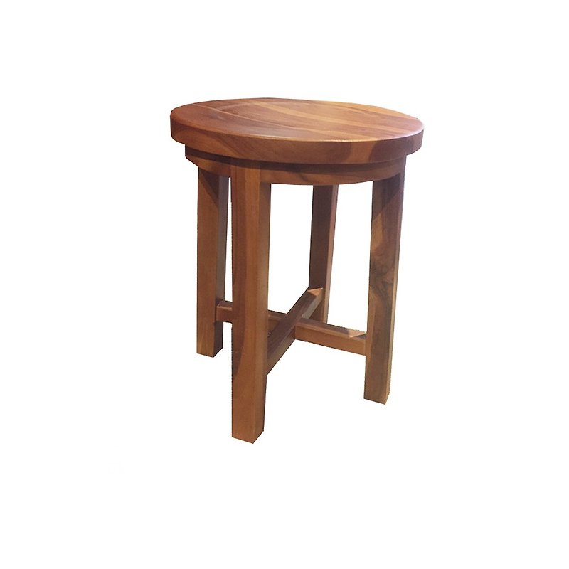 【Jidi Cityチークの木100％家具】ETCH012チークの木シンプルな形 ラウンドベンチチェア 花台 - 椅子・ソファー - 木製 