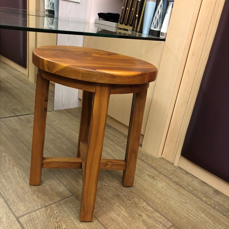 [Jidi City 100% Teak Furniture] ETCH012 Teak simple shape round bench chair flower table - Chairs & Sofas - Wood 