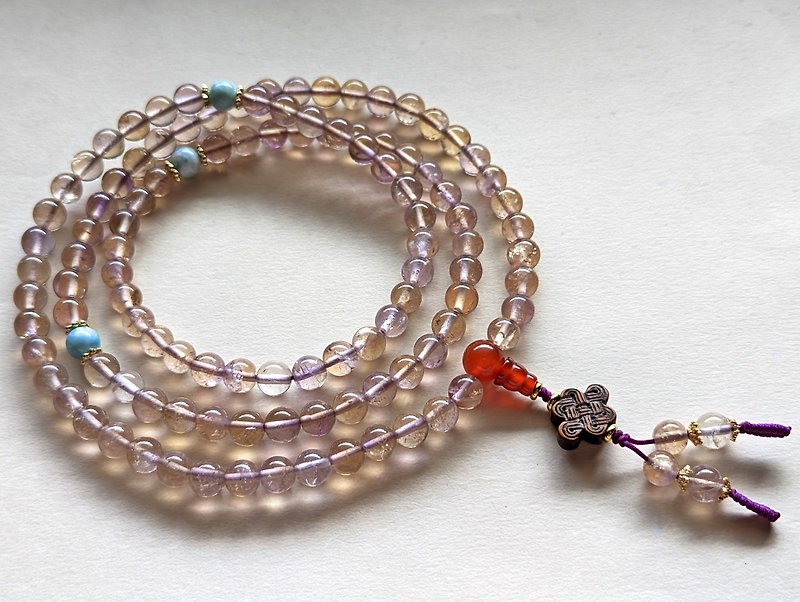 ORLI Jewelry Natural Amethyst 108 Rosary Beads Lalima Crystal 108 Buddha Beads - สร้อยคอ - คริสตัล สีม่วง