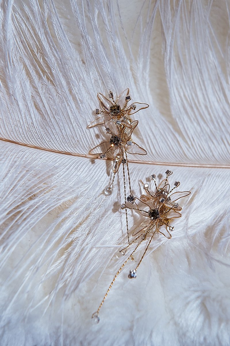 Victoria-Crystal Flower Earrings Clip-On