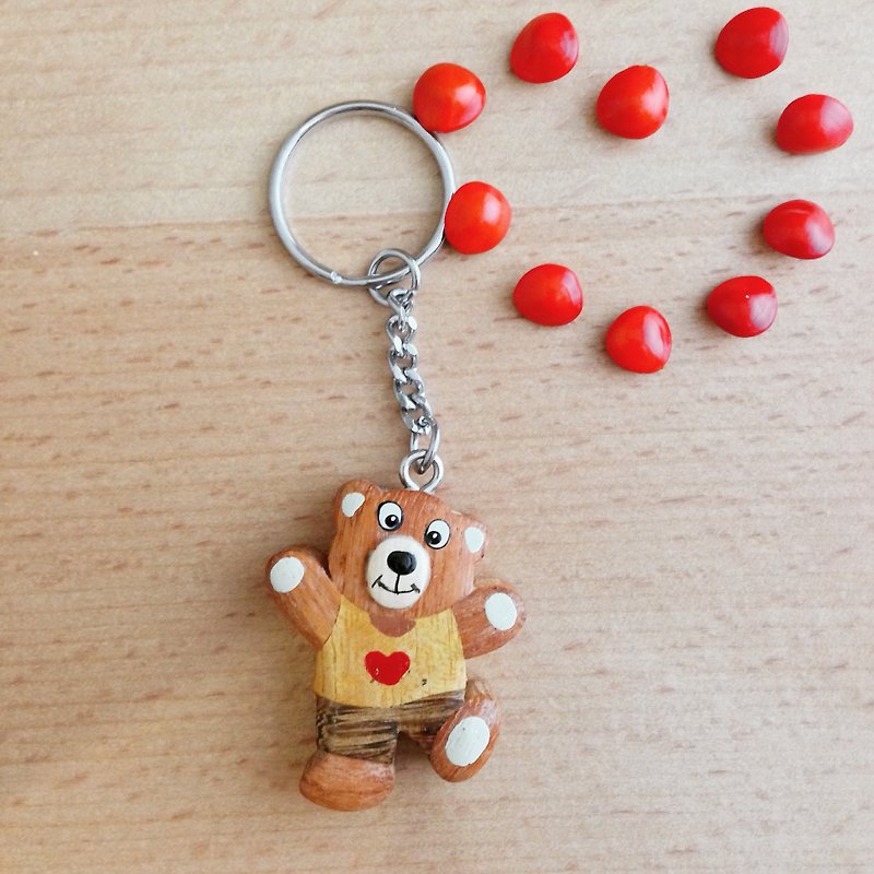 [Limited launch] Love Bear Key Ring / Charm - Keychains - Wood Brown