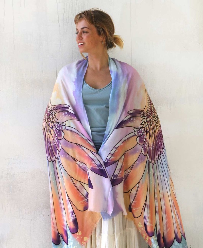 SUNSET OWL SHAWL - 絲巾 - 棉．麻 