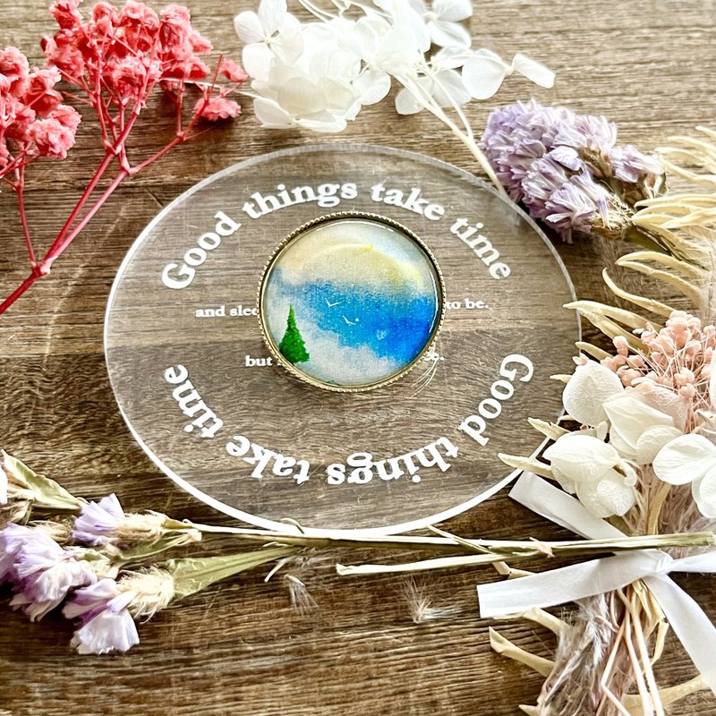 Landscape Brooch No End Sky Space Twilight - เข็มกลัด - เรซิน สีน้ำเงิน