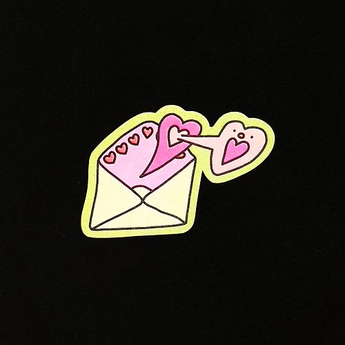 Two in row Original Risograph confessing love letter sticker