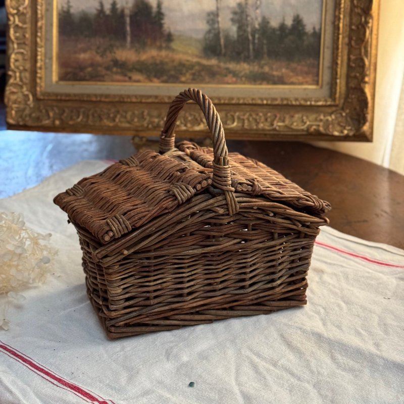* 50821-美麗法國鄉村古董藤編提籃 - 擺飾/家飾品 - 其他材質 