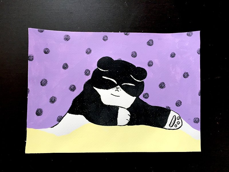 白黒ネコ原画　脱力 - 掛牆畫/海報 - 紙 紫色