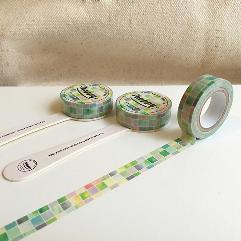 [hoppy]Pattern-Square1 Tile Green Paper Tape_GTIN : 4713077970119 - Washi Tape - Paper 