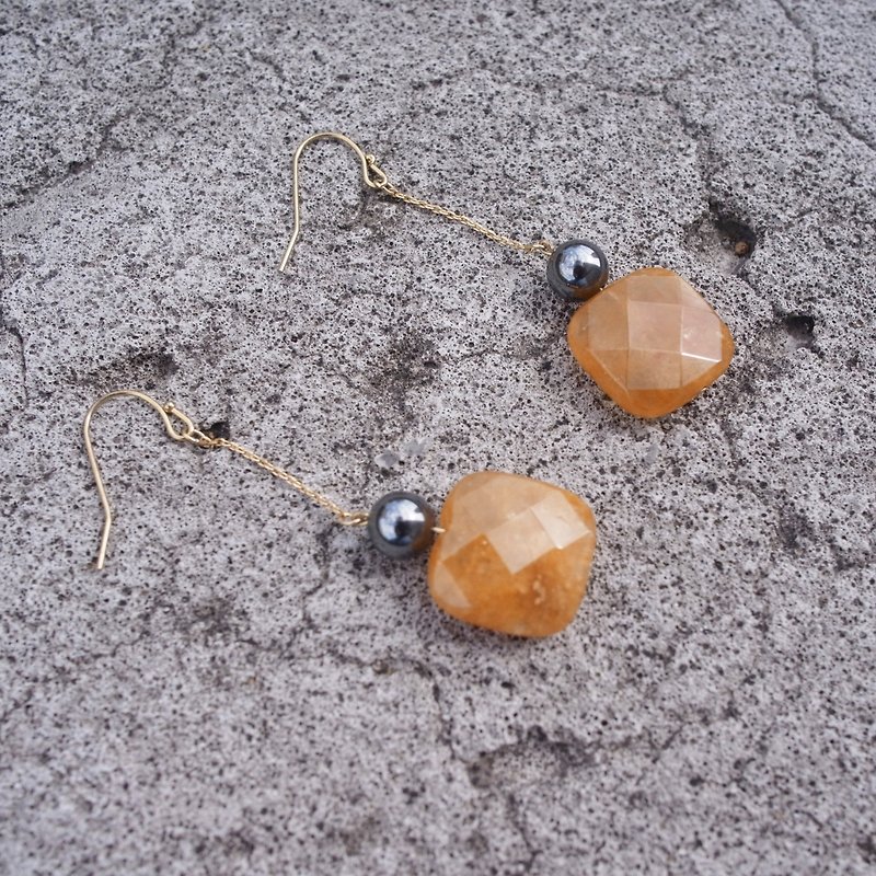 Topaz hanging earrings - ต่างหู - เครื่องเพชรพลอย สีส้ม