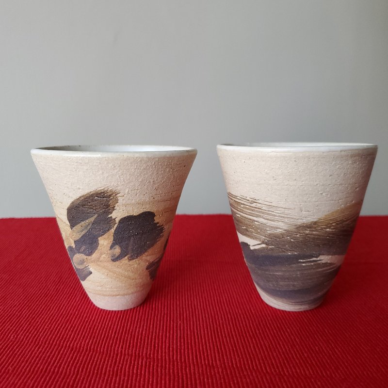 Handmade pottery cups - ถ้วย - ดินเผา สีกากี