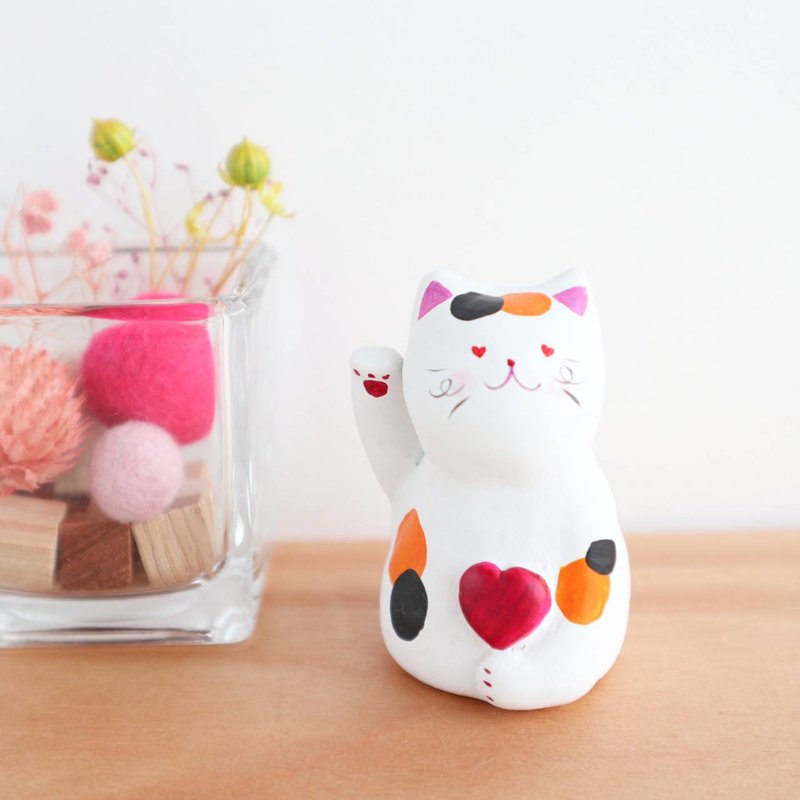 三毛猫　ハート　招き猫 - 擺飾/家飾品 - 黏土 