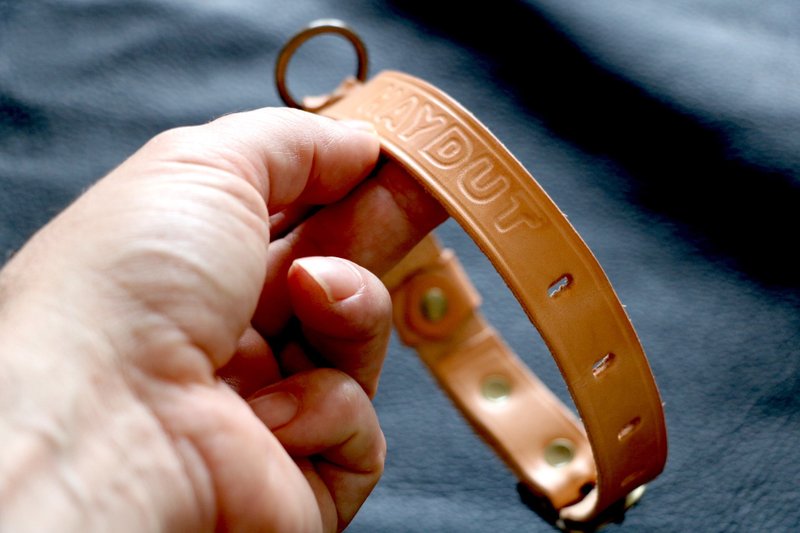 皮革禮物 – Leather DOG  collar - 皮革狗項圈 - 項圈/牽繩 - 真皮 咖啡色