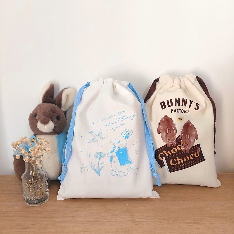 bunny drawstring pocket - กระเป๋าหูรูด - ผ้าฝ้าย/ผ้าลินิน 