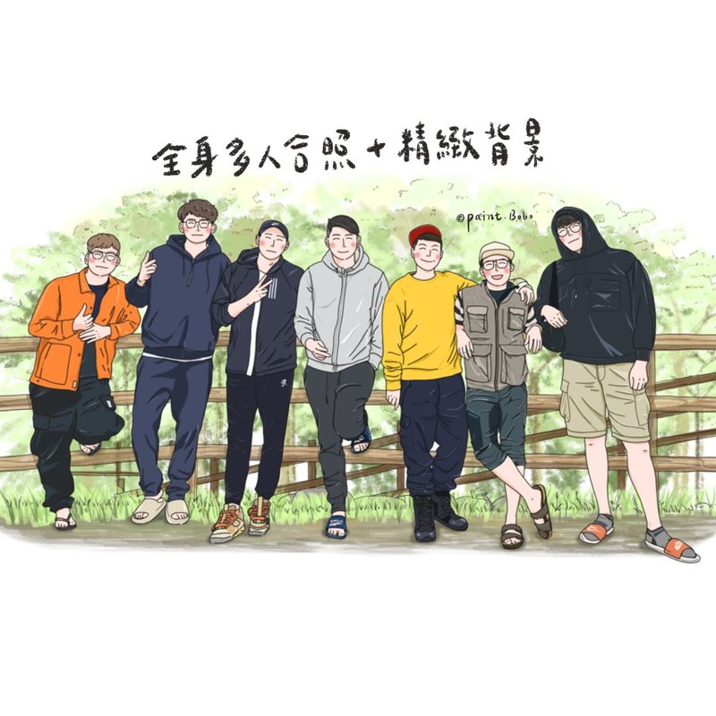 電子插畫 韓系似顏繪 多人團體照 - 電子似顏繪/繪畫/插畫 - 其他材質 