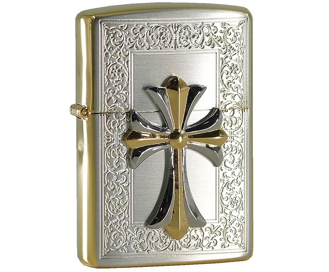 ZIPPO official flagship store] Pattern two-color cross windproof