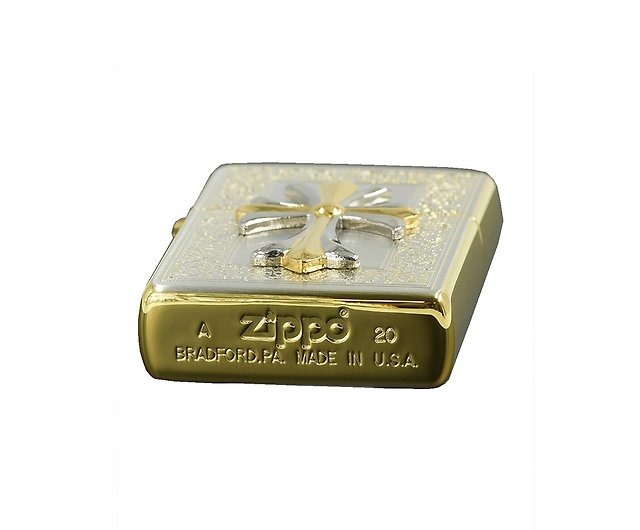 ZIPPO official flagship store] Pattern two-color cross windproof 