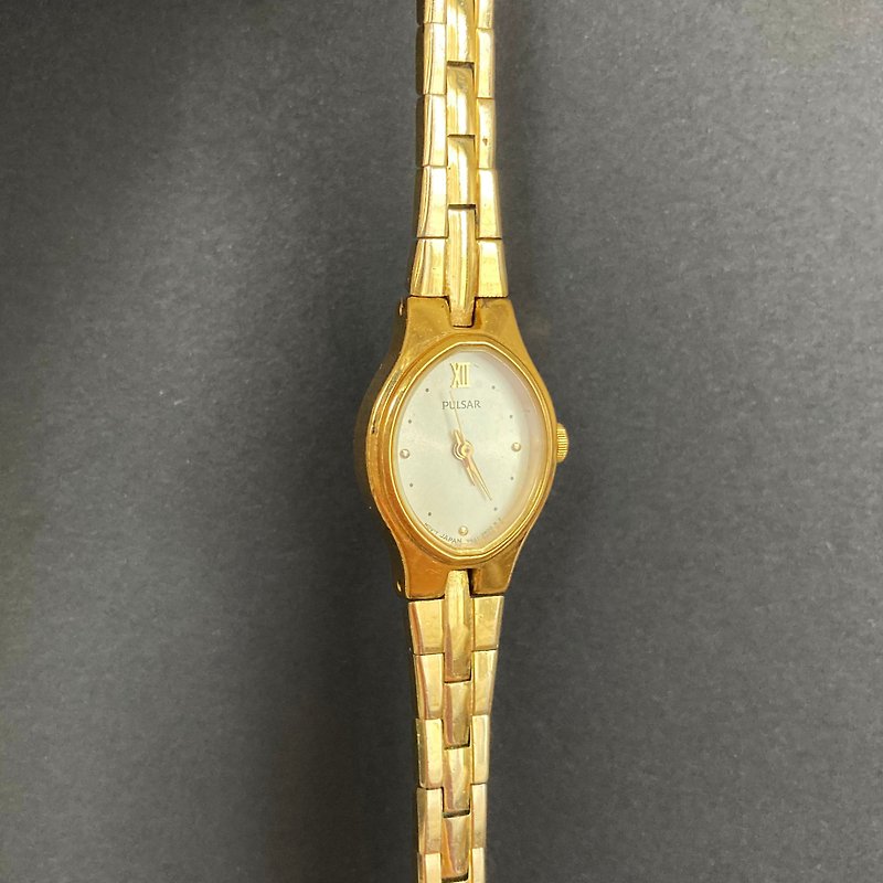 其他金屬 女裝錶 金色 - PULSAR 少見眼睛形 金色錶殼 一體成形特製錶帶 古董錶