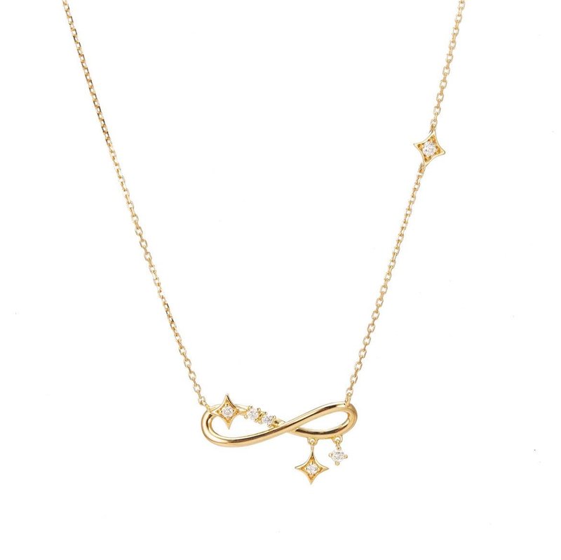 18K Infinity Diamond Necklace - สร้อยคอ - เครื่องประดับ สีทอง