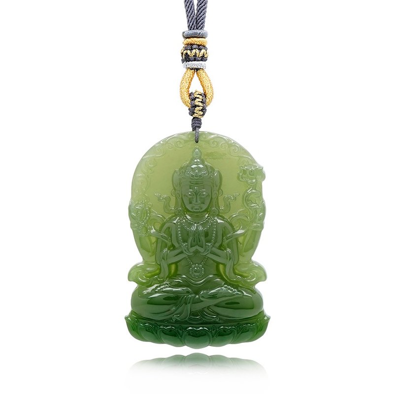 Nephrite Jade Top Grade Old Mine Guanyin Carvings - สร้อยคอ - หยก หลากหลายสี