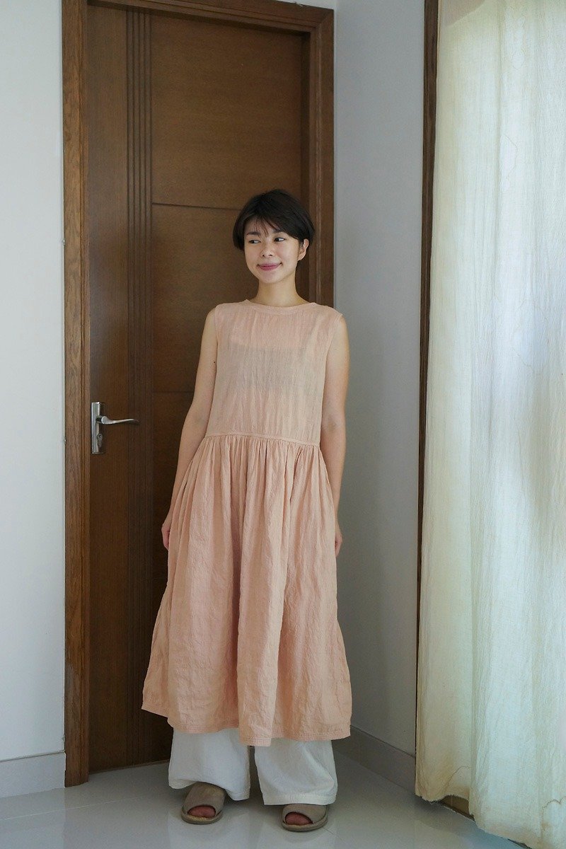 亞麻 連身裙 粉紅色 - mara 連身裙 | 牛油果染 | 亞麻
