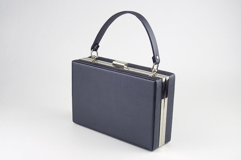 Small PU Leather Hard Case, Evening Clutch Bag, Bridesmaid Purse, Silver Black - กระเป๋าถือ - หนังเทียม สีดำ