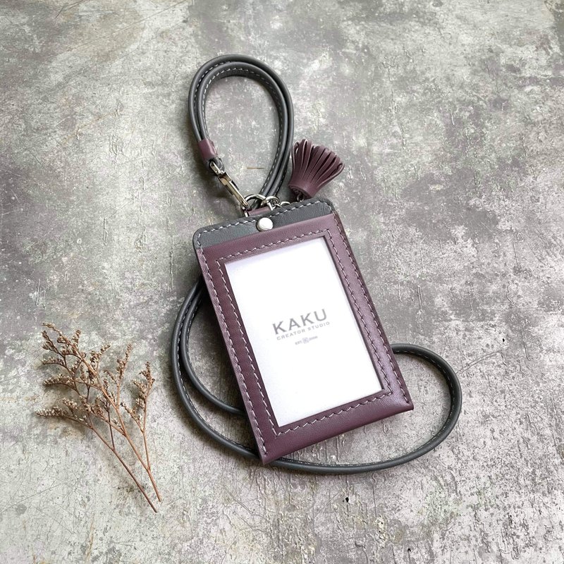 ID holder Youyou card holder ID set lavender purple/grey customized gift - ID & Badge Holders - Genuine Leather Purple