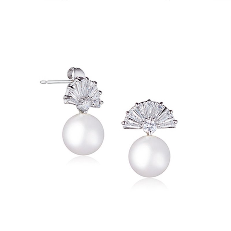 [Gift] Star Fan Light Pearl Earrings|Light Jewelry|Pearl| Stone - Earrings & Clip-ons - Copper & Brass Silver