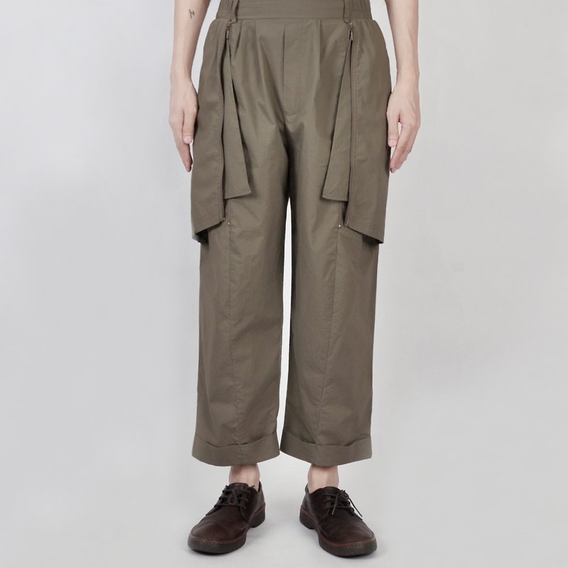 AFTER - Straight Reversible Trousers - กางเกงขายาว - ผ้าฝ้าย/ผ้าลินิน สีเขียว