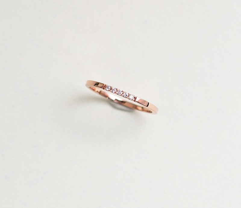 Pure Gold 14K Rose Gold Natural Real Diamond Simple Very Fine Ring Rose gold Diamond - General Rings - Rose Gold Gold
