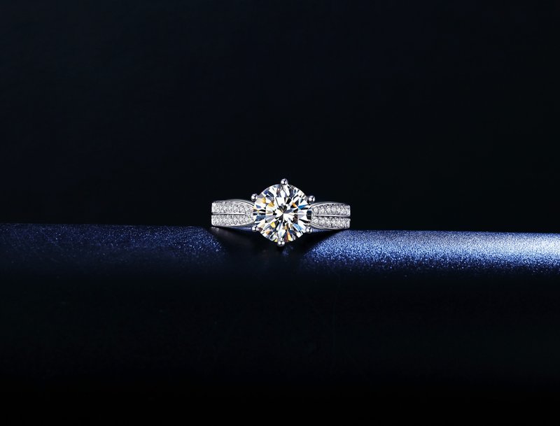 Moissanite Moissanite 1-3 Starlight แหวนเพชรหญิงไทเป Store แพลตตินั่มที่กำหนดเอง - แหวนทั่วไป - วัสดุอื่นๆ 