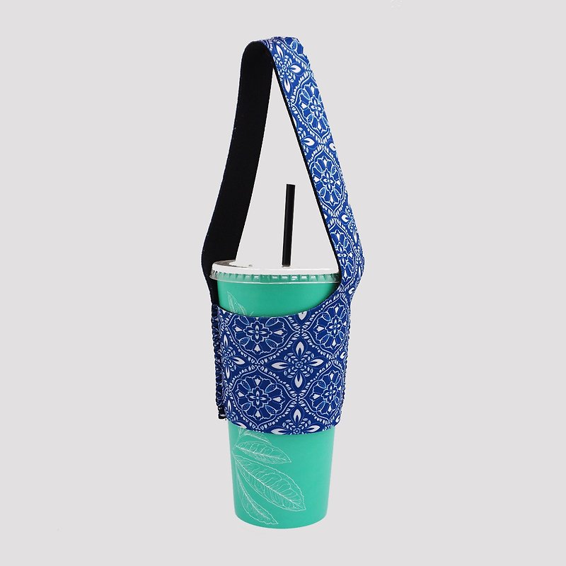 BLR Eco-friendly Beverage Bag I Go TU05 Blue Window Flower - Beverage Holders & Bags - Polyester Blue