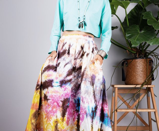 Tie dye skirt with pockets sale