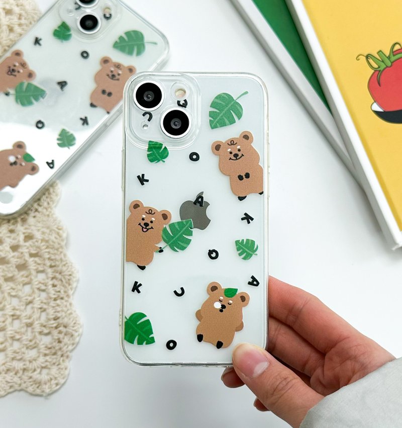 iPhone 16/15/14/13/12/11/XS/XR/7/8/SE2/SE3 Leaf quokka Transparent Phone Case - Phone Cases - Plastic Multicolor