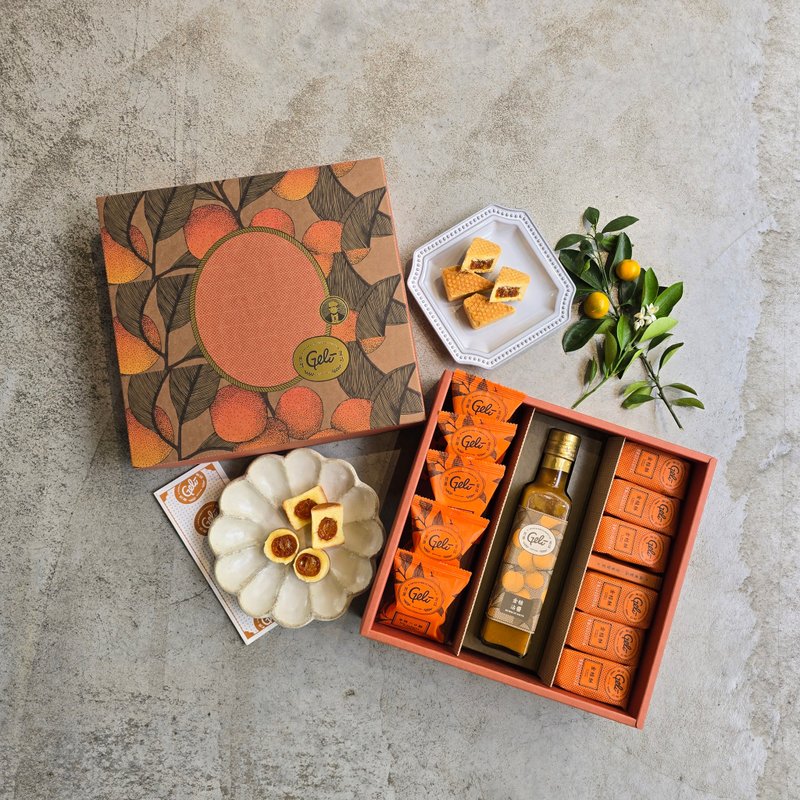 New Year Orange Gift Box MB (5 pieces of kumquat cake + 6 pieces of kumquat cake + optional combination) - เค้กและของหวาน - อาหารสด 