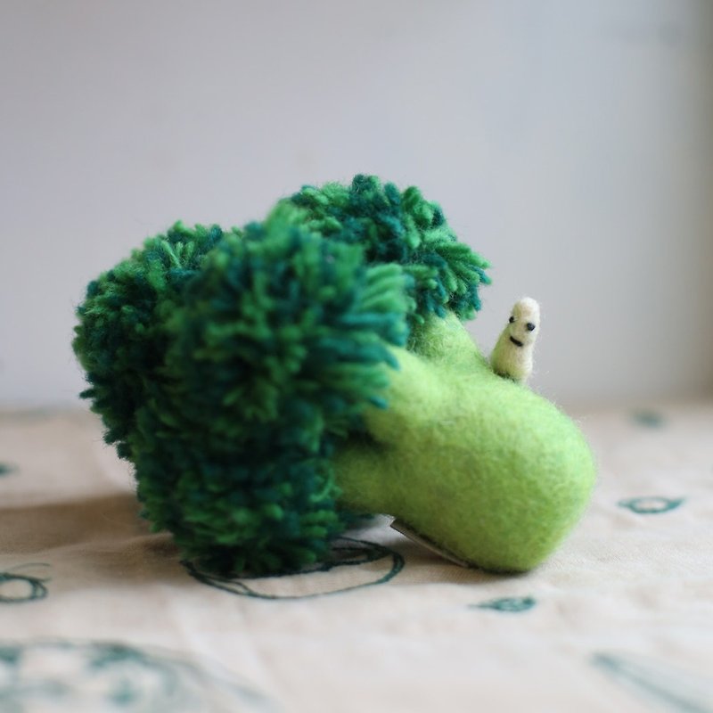 羊毛氈 蔬果擺件 花椰菜 有機花椰菜 - 裝飾/擺設  - 羊毛 綠色