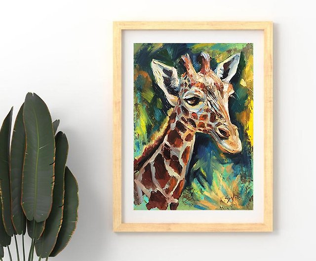 キリンの絵の動物のオリジナルの芸術のアフリカの動物の油絵インパスト